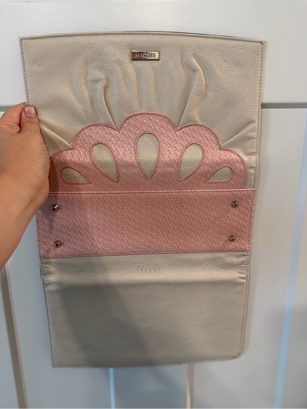 Retired Miche Classic Virginia Purse Shell Cream and Pink - Picture 3 of 3